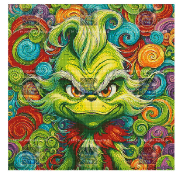 PREORDER Mr. Grinch by Gus Fink © 60*60 cm Full Drill with some ABs –  P.A.M. Diamond Paintings LLC